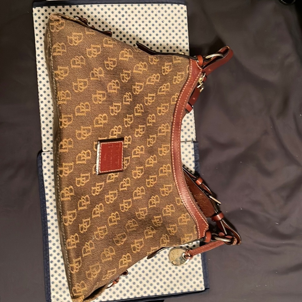 Dooney & Bourke brownish red denim signature shoulder bag